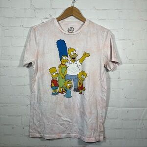 The Simpsons Characters T Shirt Mens Size Small Pink Tie Dye Short Sleeve